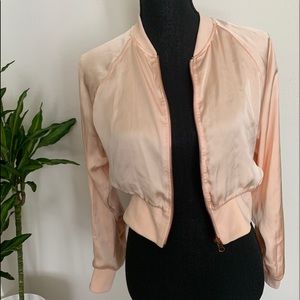 Zara Satin Cropped Bomber Jacket